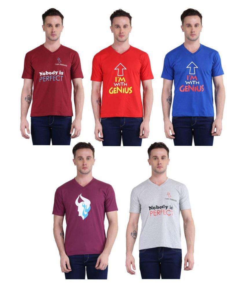     			British Terminal Pack of 5 100 Percent Cotton Slim Fit Men's T-Shirt ( Multi )