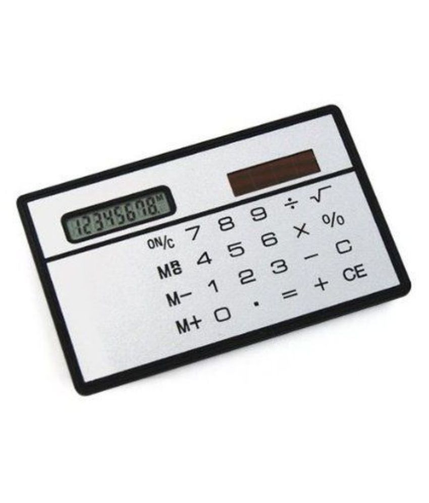     			Mini Slim Card Solar Power Pocket White Calculator