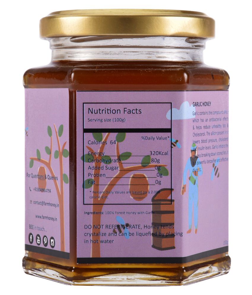 Farm Honey Raw Garlic Mixed Honey 350 gm Buy Farm Honey Raw Garlic