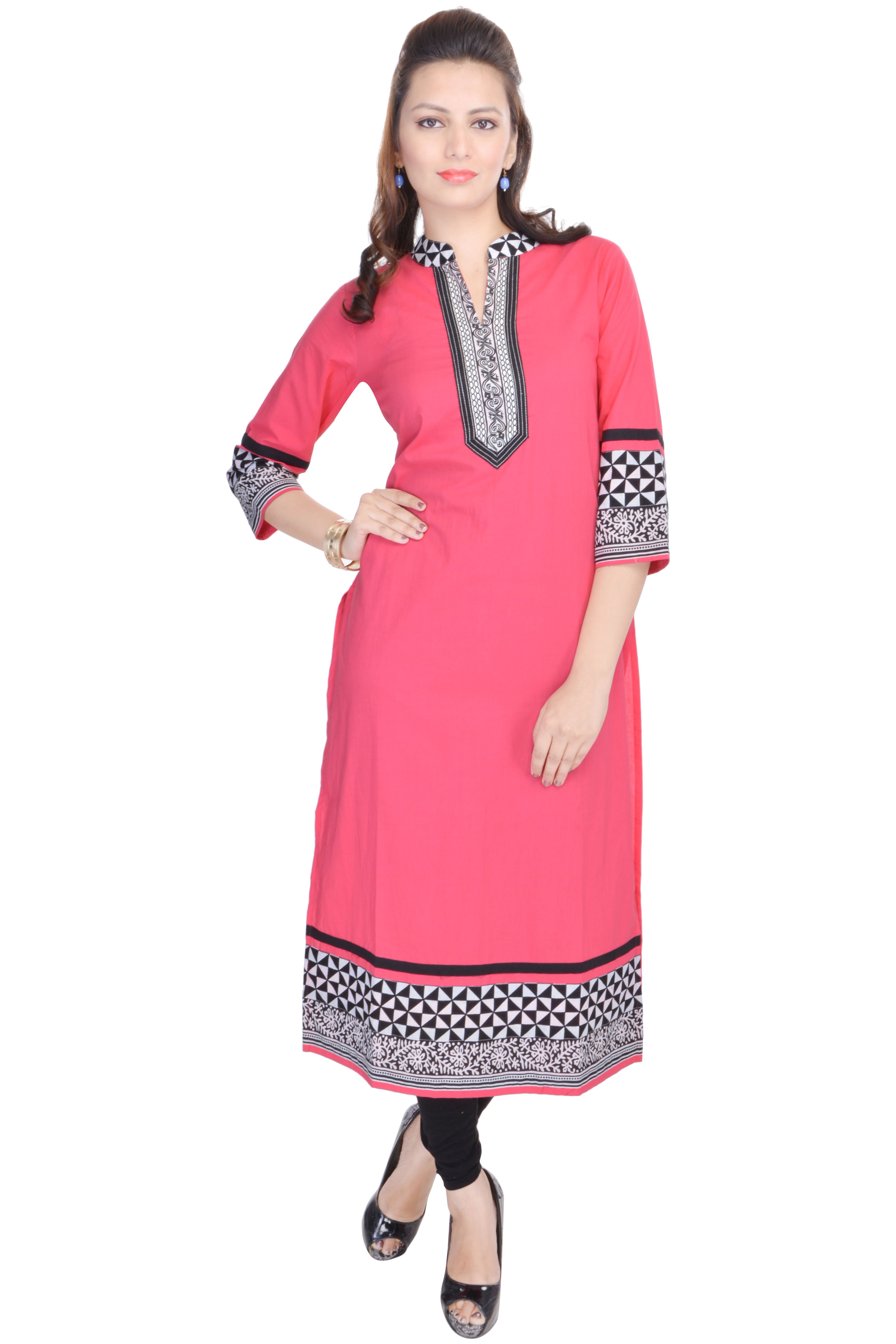 Shopping Rajasthan Pink Cotton Straight Kurti - Buy Shopping Rajasthan ...