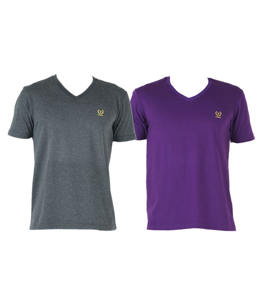     			Vimal Jonney Multi V-Neck T-Shirt Pack of 2