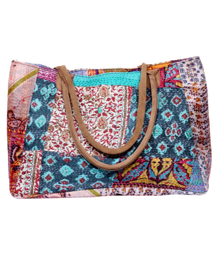 IndiWeaves Multi Fabric Tote Bag Buy IndiWeaves Multi Fabric Tote Bag