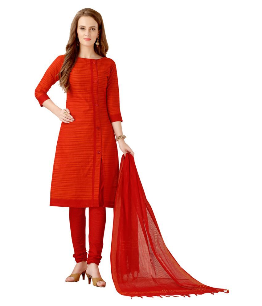 Minu Red Cotton Dress Material Buy Minu Red Cotton Dress Material