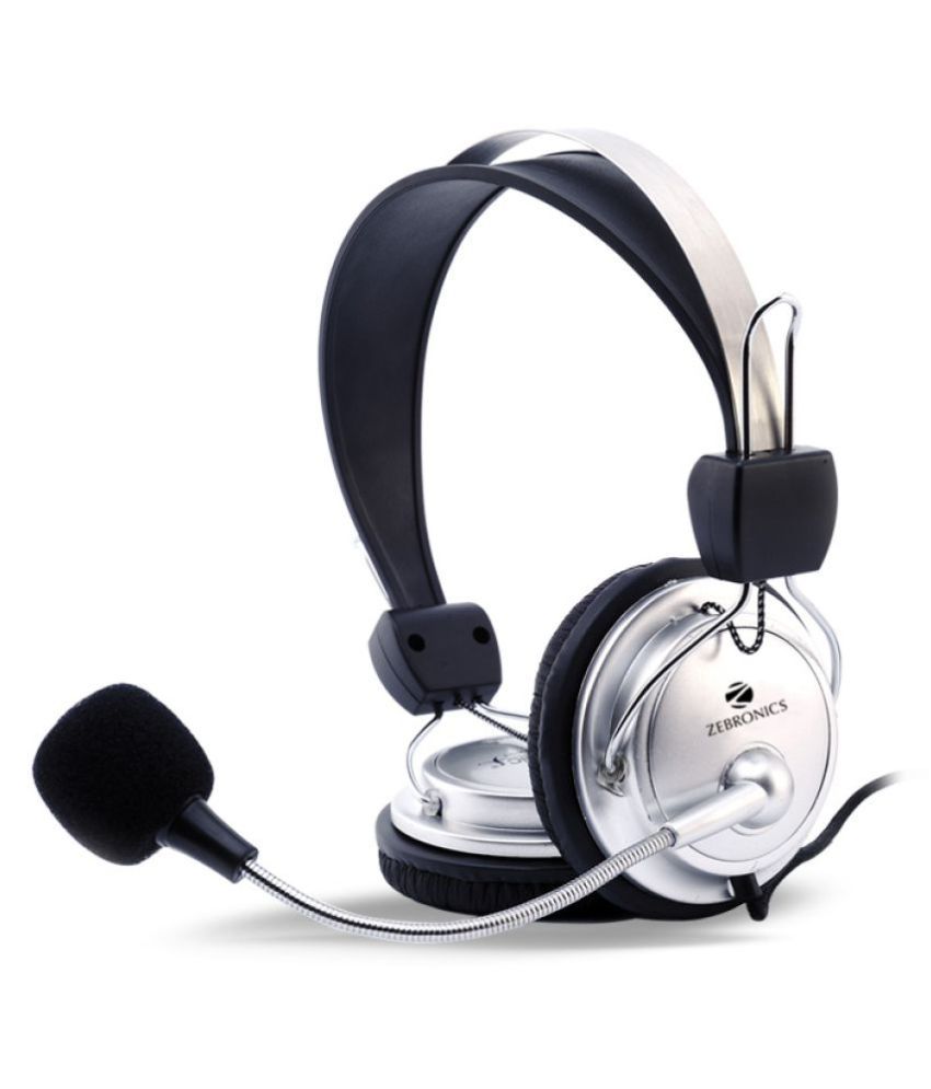     			Zebronics 1000HMV Over Ear Headset with Mic Silver