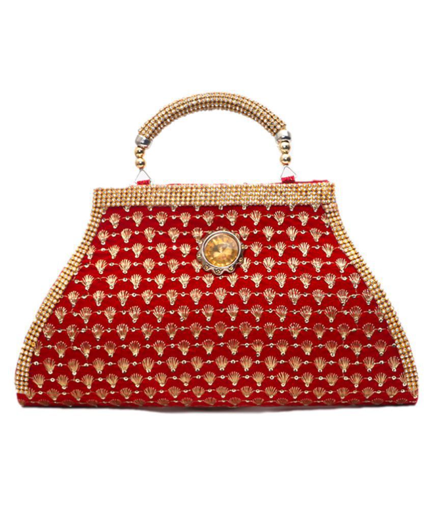 Buy Geetu Ladies Bag Red Fabric Handheld at Best Prices in India - Snapdeal