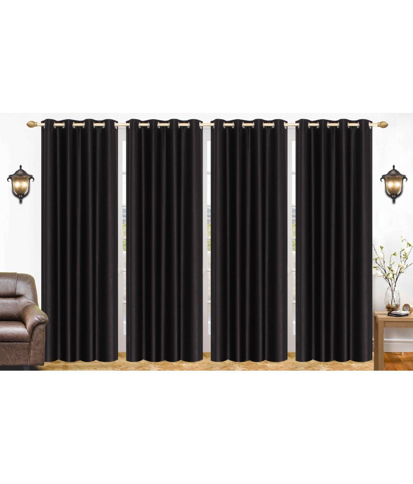     			Stella Creations Set of 4 Door Eyelet Curtains Plain Black