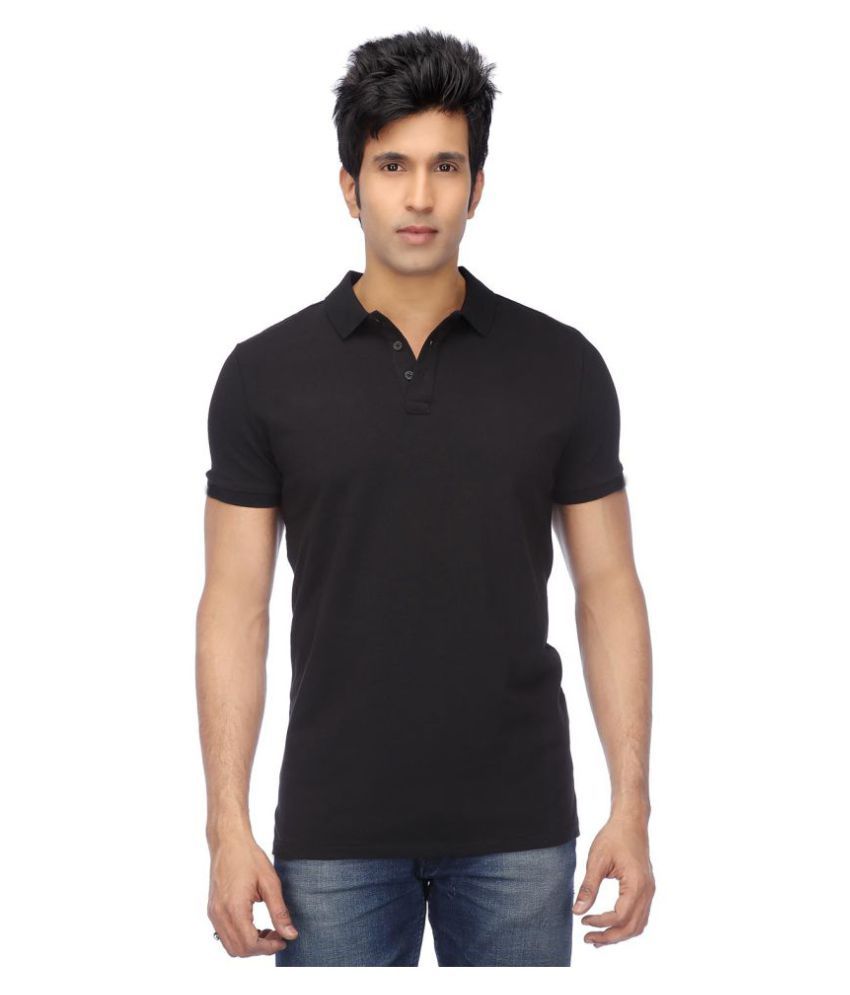     			Funky Guys Pack of 1 Cotton Blend Slim Fit Solid Half Sleeves Men's Polo T Shirt ( Black )