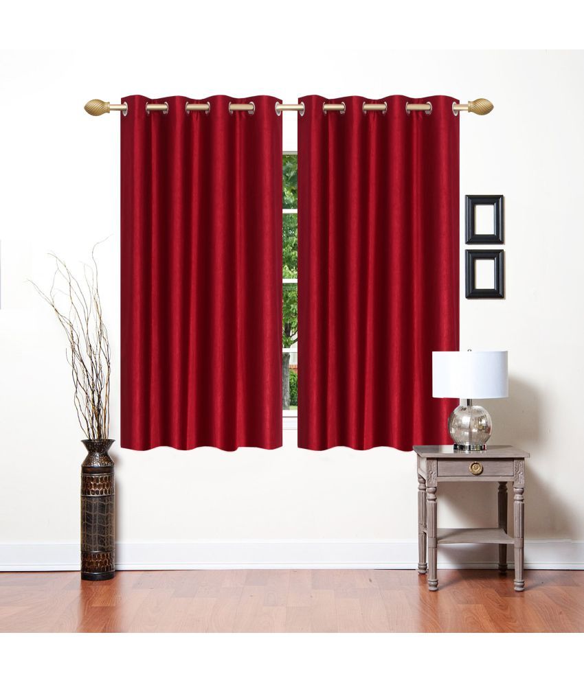     			Stella Creations Set of 2 Window Eyelet Curtains Plain Maroon