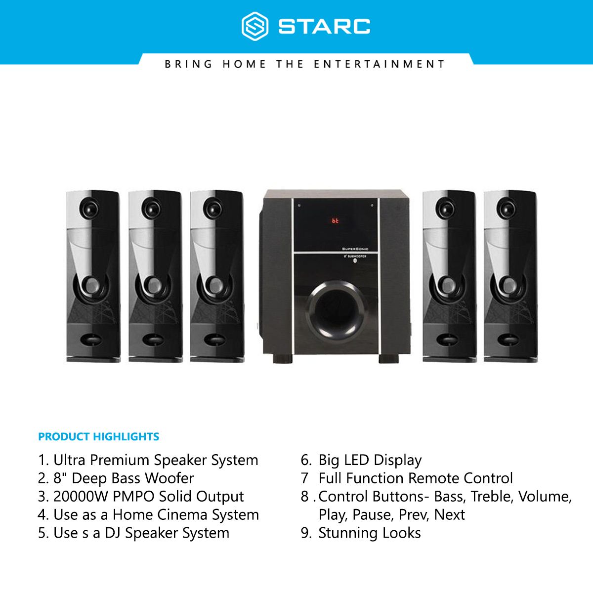supersonic home audio system with bluetooth