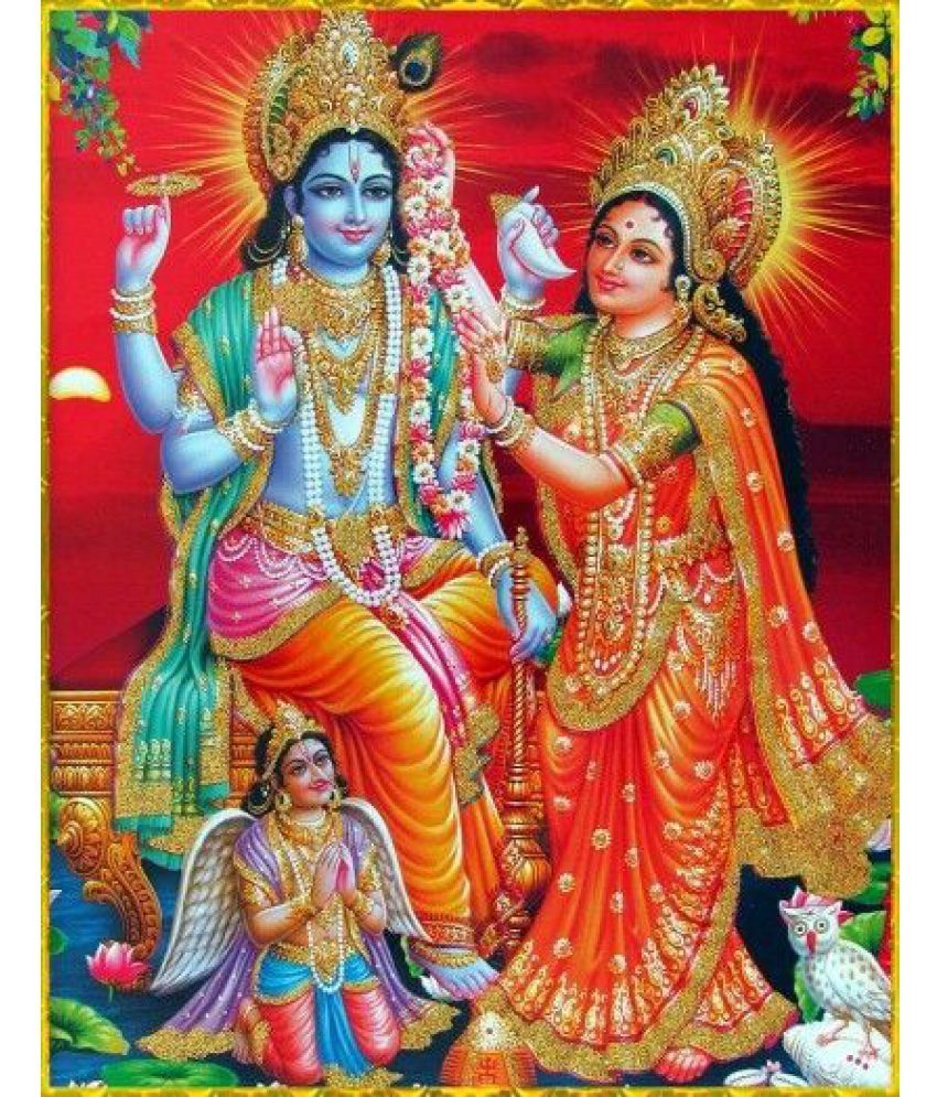 MAHALAXMI ART & CRAFT laxmi vishnu Plastic Wall Poster Without Frame ...