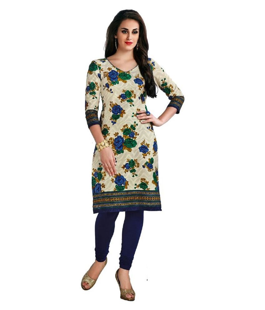 JAIPUR FABRICS Off White Jacquard Printed Unstitched Kurti Buy JAIPUR