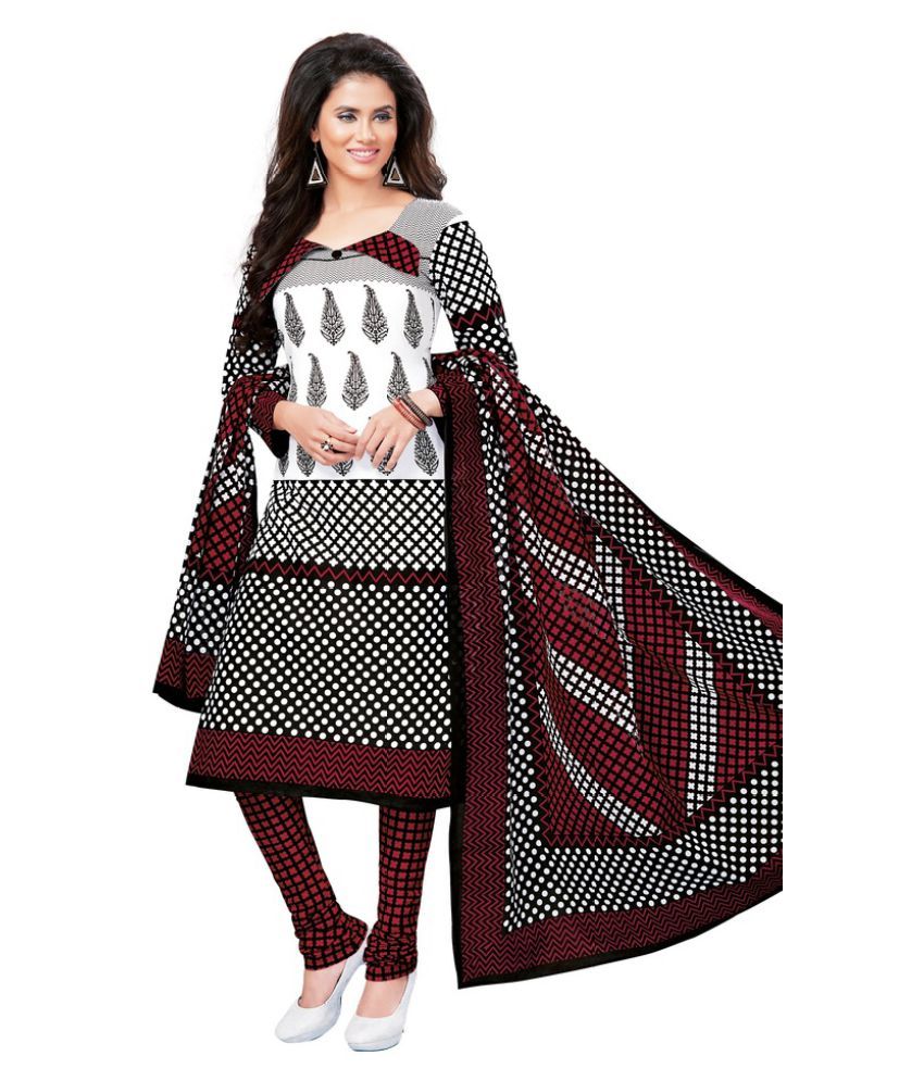 JAIPUR FABRICS Grey and Black Cotton Dress Material - Buy JAIPUR FABRICS Grey and Black Cotton 