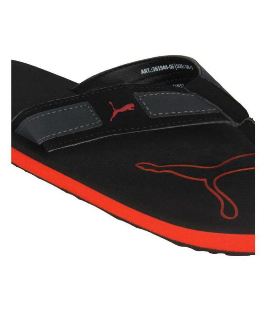 puma black thong flip flop