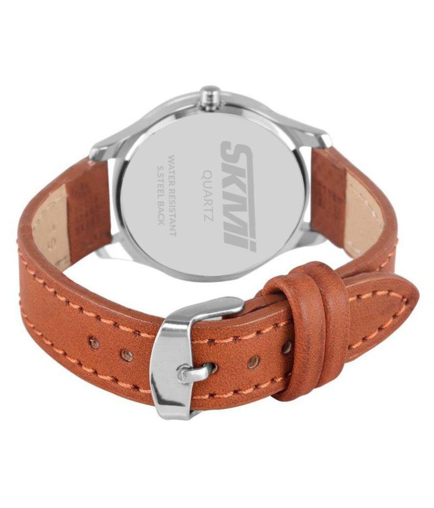 white dial brown leather strap watch