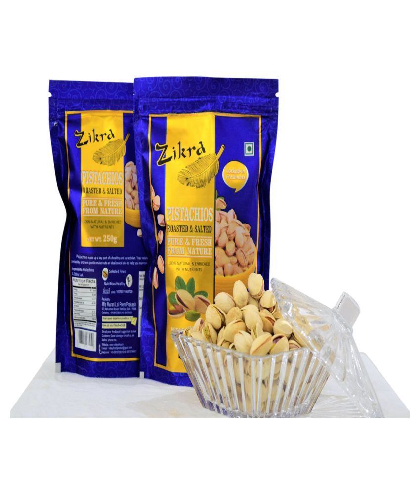 Zikra Regular Pistachio Nut (Pista) natural 500 gm Pack of 2 Buy Zikra