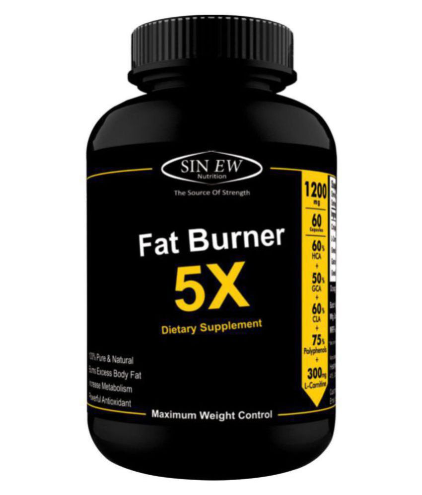 Sinew Nutrition Natural Fat Burner 5X (Green Tea, L-Carnitine, CLA, Green Coffee & Garcinia Cambogia Extract) - 1200 mg (60 Count) 1200 mg Fat Burner Capsule