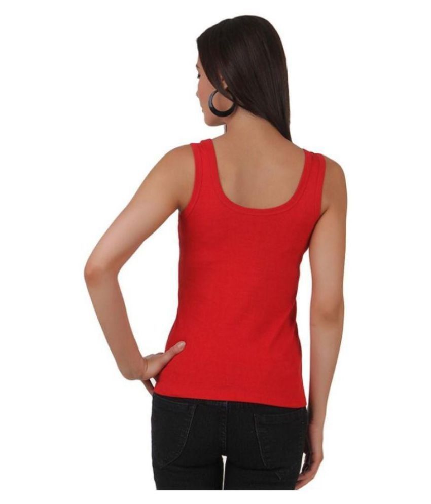 Fashion Guru Trading Cotton Lycra Super Fit Red Gray Camsiole For Girls