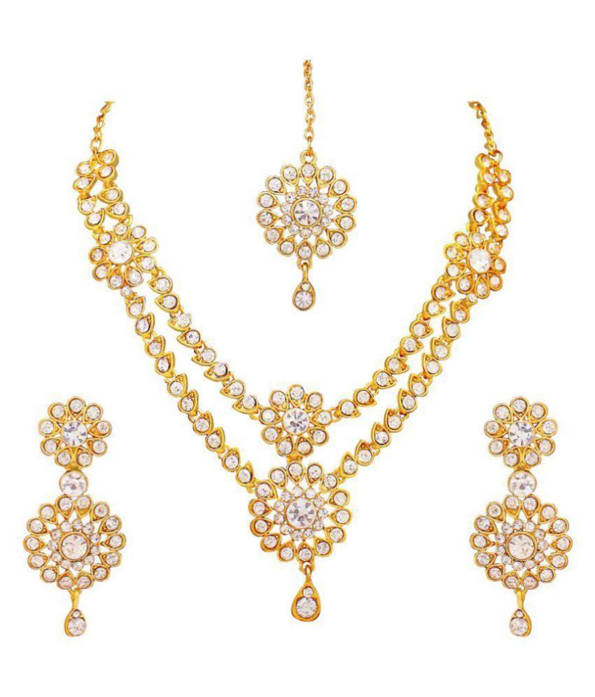 Atasi International Traditional Kudan Style Gold Plated Necklace Set ...