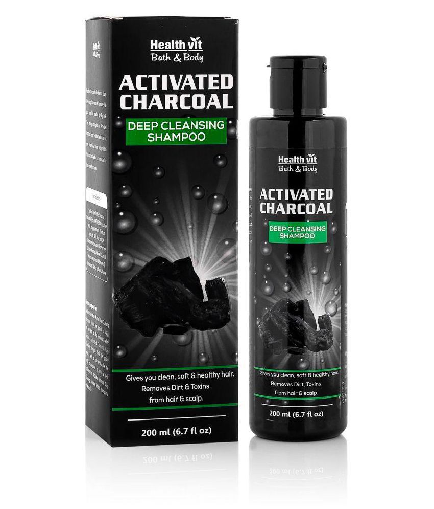 Healthvit Activated Charcoal Deep Cleansing Shampoo, 200ml Sulfate Free - Daily Clarifying And Cleansing Hair Shampoo For Men And Women