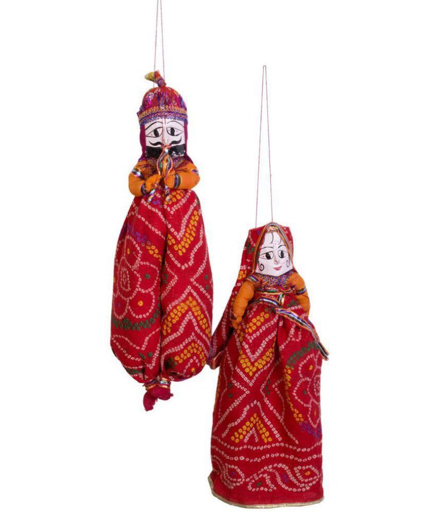 Royal Arts And Crafts Handmade Rajasthani Puppets Kathputli Door Hanging Multi Pack of 2