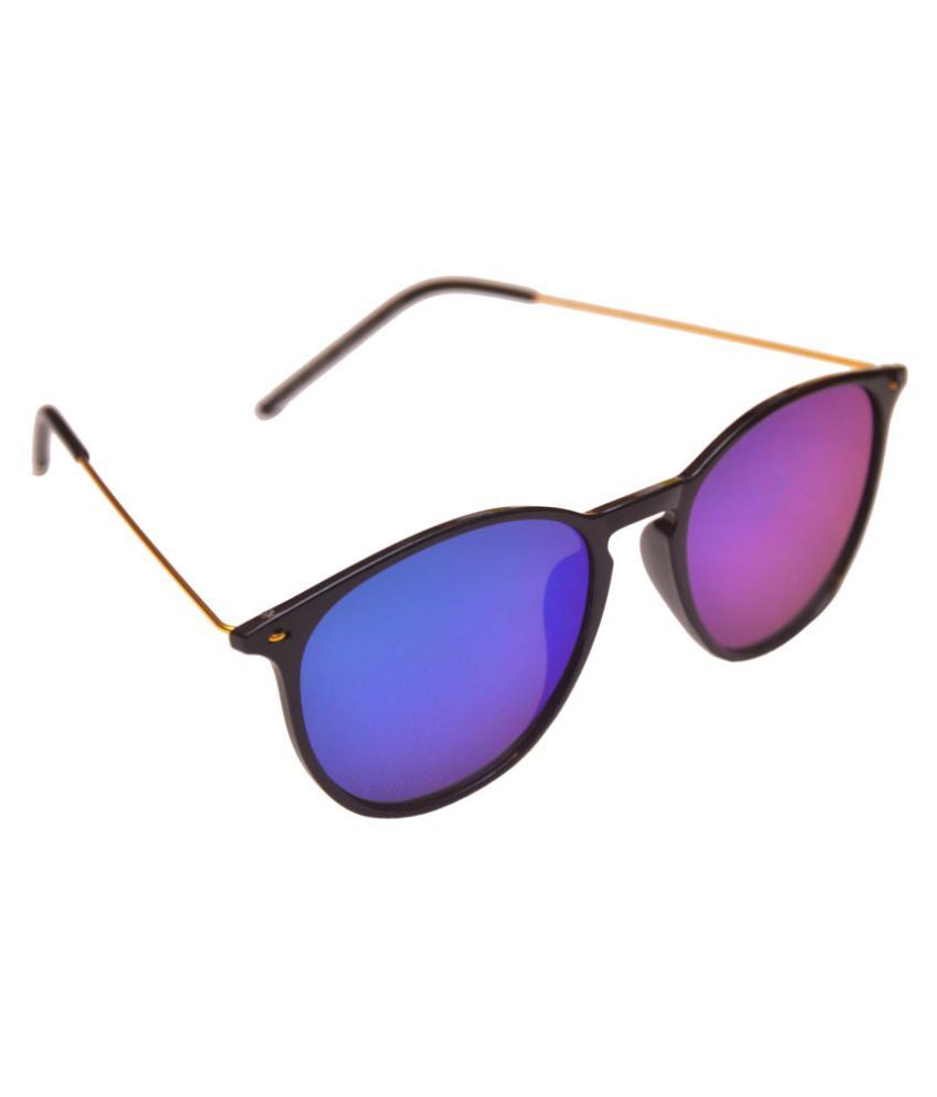 SR FASHION HUB Blue Square Sunglasses ( D6343_SHINY_BLK_BLUE_MRCY_BLK