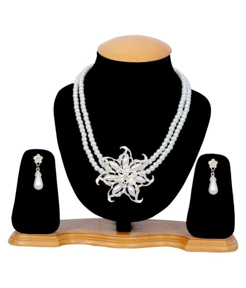 SJ CREATION White Moti Mala Crystal Necklace For Girls & Women Buy SJ