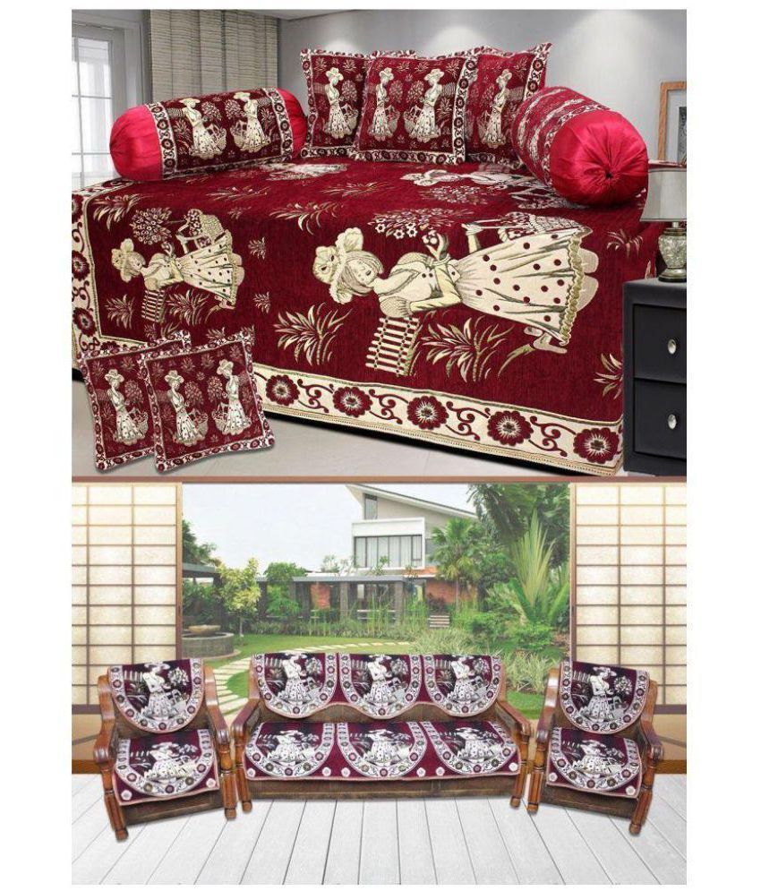 Laying Style 5 Seater Jacquard Set of 18 Sofa Cover Set Buy Laying Style 5 Seater Jacquard Set