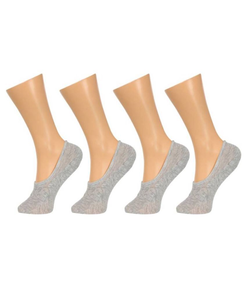     			Tahiro Grey Cotton Footies Socks - Pack Of 4