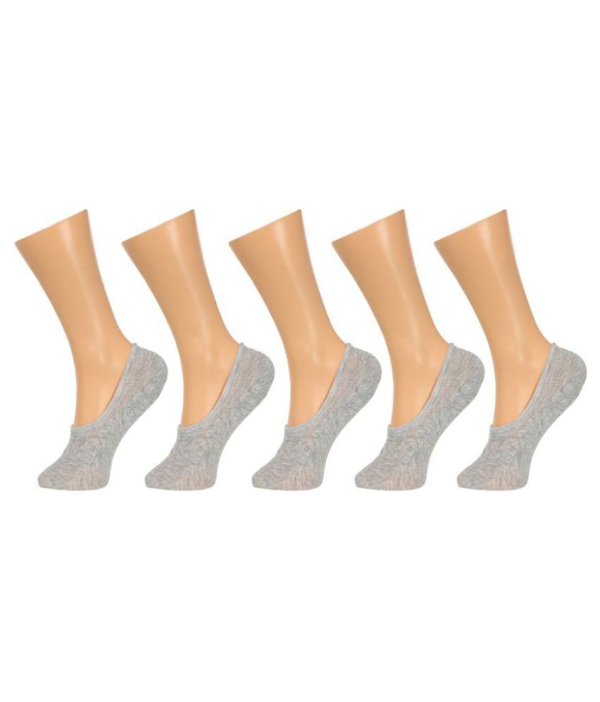     			Tahiro Grey Cotton Footies Socks - Pack Of 5