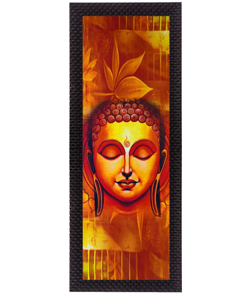     			Ecraftindia  Face Of Lord Buddha Satin Matt Texture UV Art  Multicolor Wood Painting With Frame Single Piece