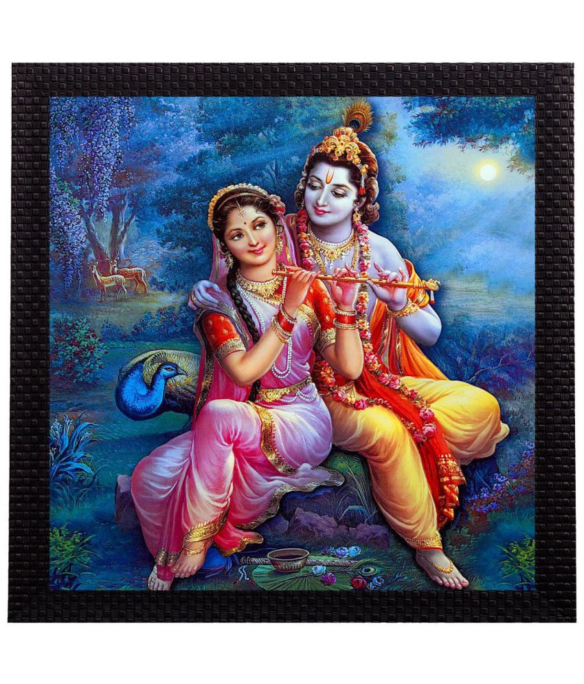     			eCraftIndia  Musical Radha Krishna Satin Matt Texture UV Art  Multicolor Wood Painting With Frame Single Piece