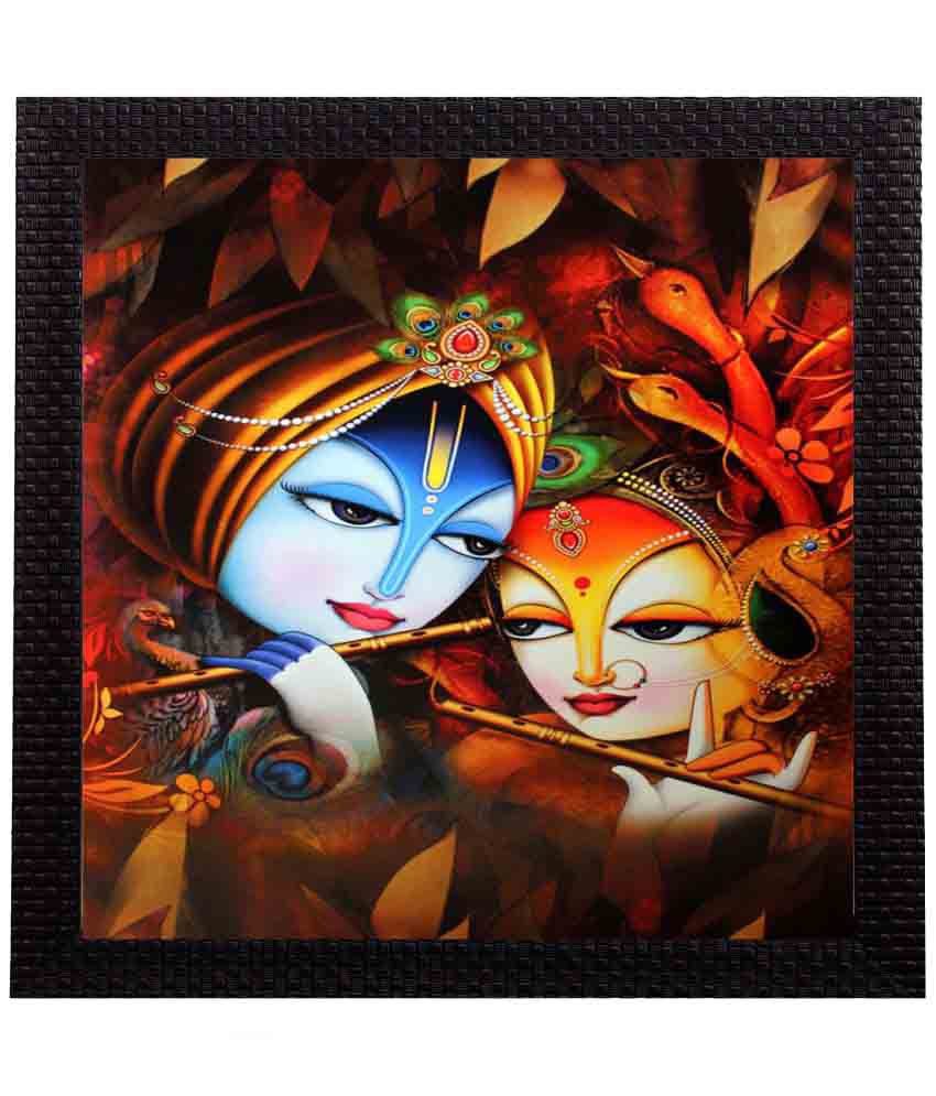    			eCraftIndia Radha Krishna Satin Matt Texture Wood Painting With Frame Single Piece