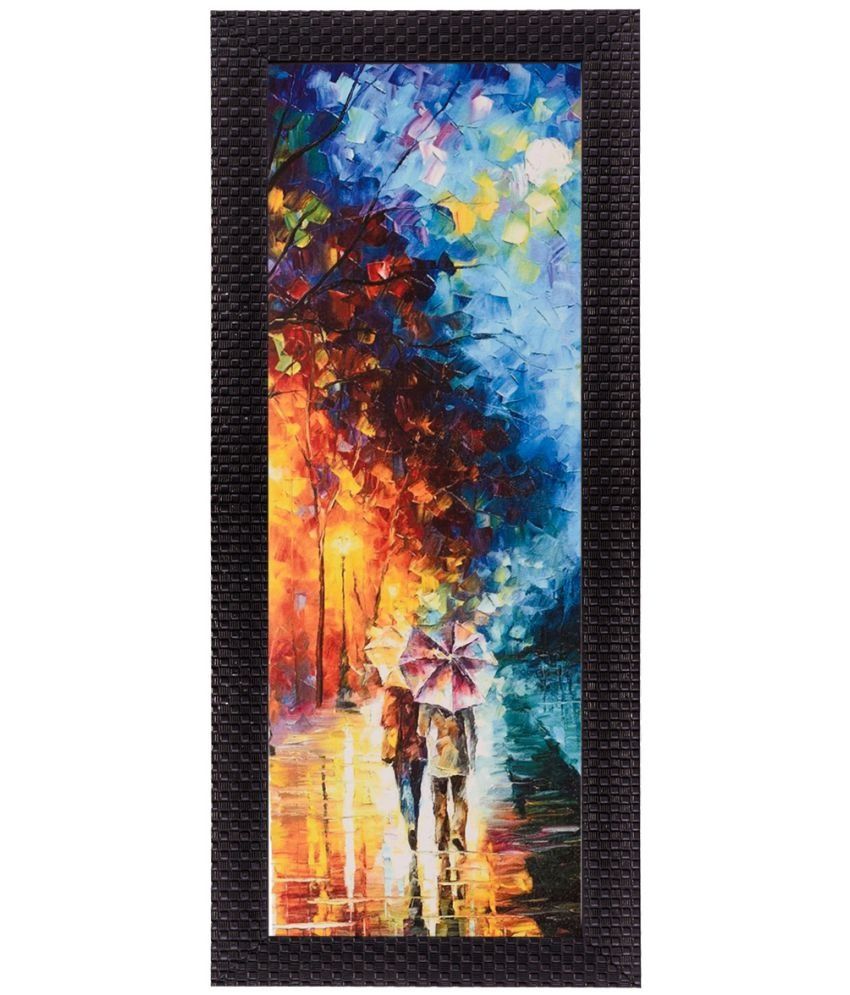     			eCraftIndia Multicoloured Couple Under Umbrella UV Framed Wall Art