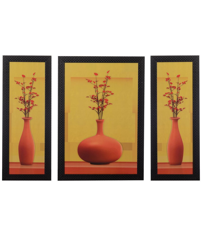     			eCraftIndia Fine Finish Wood Painting With Frame Set of 3