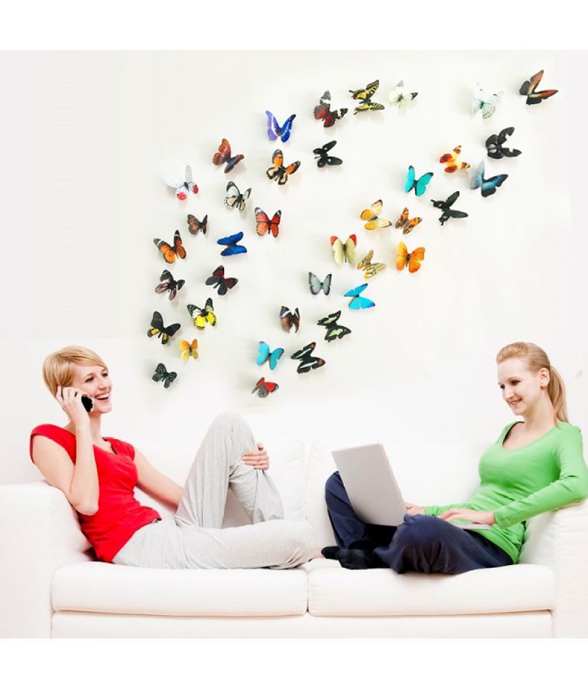     			Jaamso Royals Multicolour Butterfly PVC Multicolour Wall Stickers