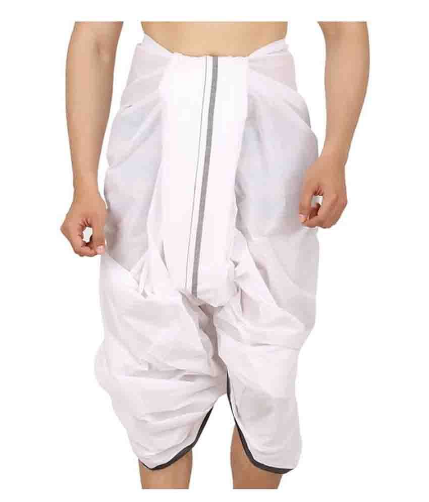 Prakasam Cotton White Dhoti - Buy 