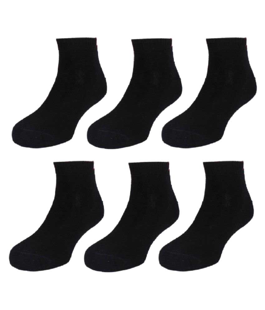     			Tahiro Black Cotton Ankle Length Socks - Pack Of 6