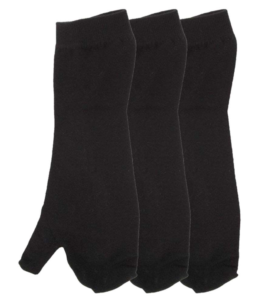     			Tahiro Black Cotton Thumb Socks - Pack OF 3