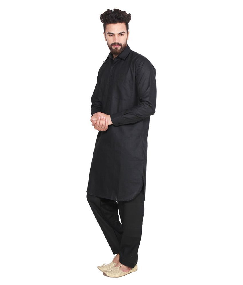 Amazing India Black Linen Pathani Suit - Buy Amazing India Black Linen ...
