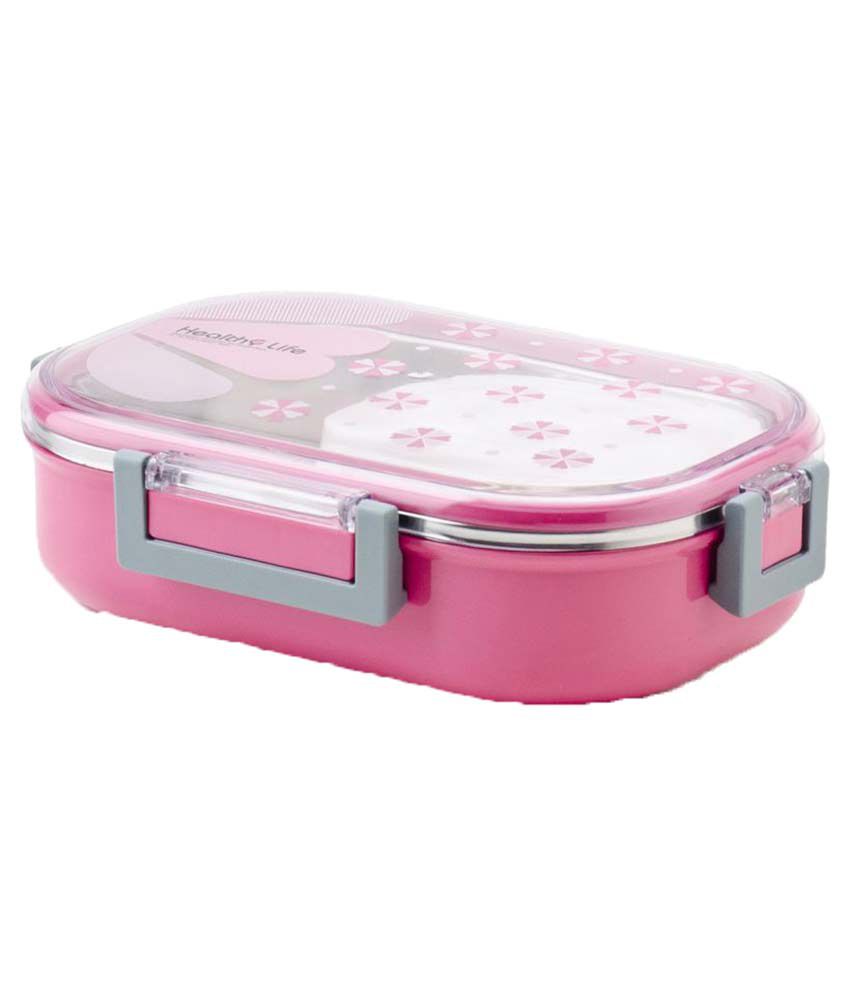     			Tuelip Pink Plastic Lunch Box with Inner Box