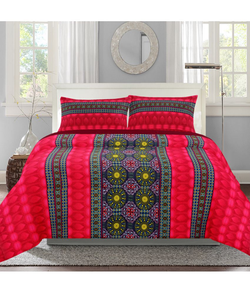     			Bombay Dyeing Double Cotton Multi Geometrical Bed Sheet