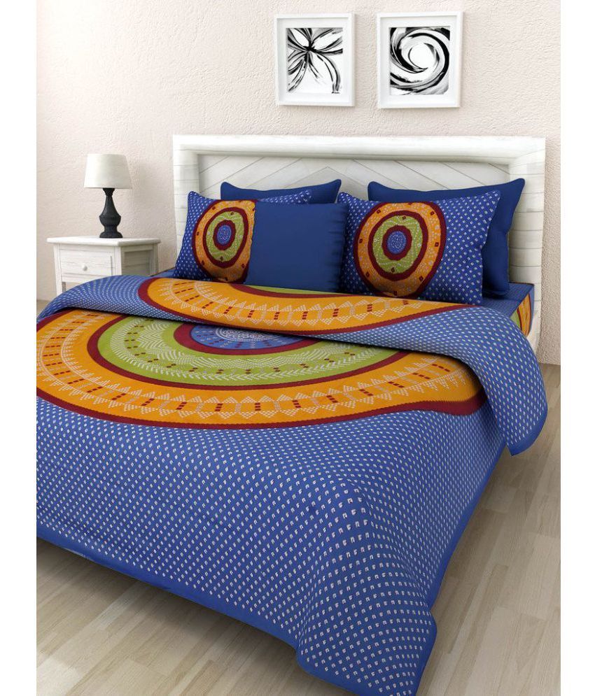 Original Labour Double Cotton Multicolor 3D Print Bed Sheet - Buy ...