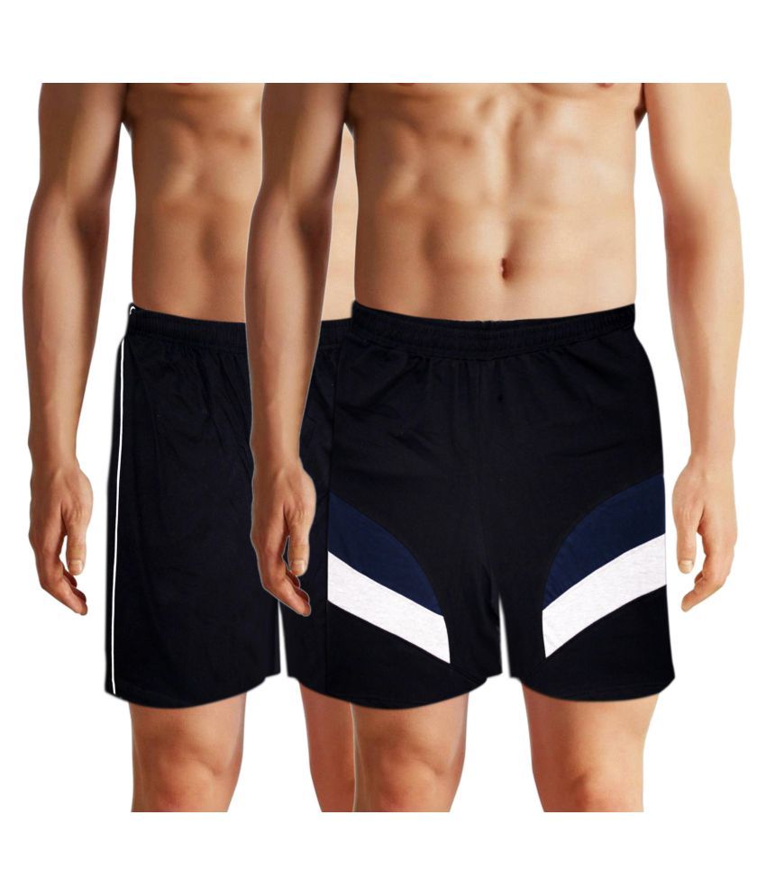 Black Brothers Black 100 Cotton Men's Shorts ( Pack of 2 ) Buy Black Brothers Black 100