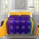     			Bombay Dyeing Double Cotton Purple Floral Bed Sheet