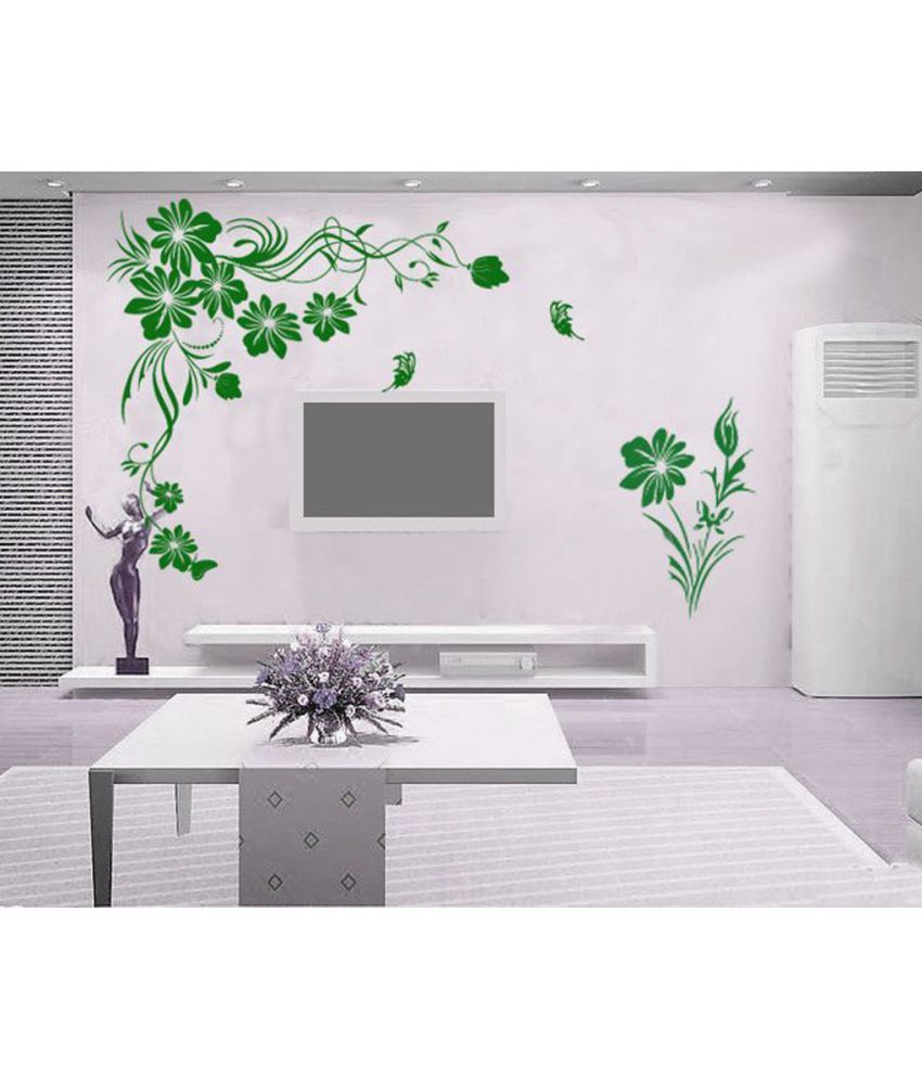     			Decor Villa Beautiful branches PVC Vinyl Green Wall Stickers