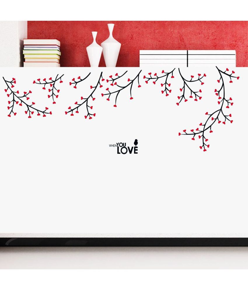     			Decor Villa Birch Heart Branch PVC Vinyl Multicolour Wall Stickers