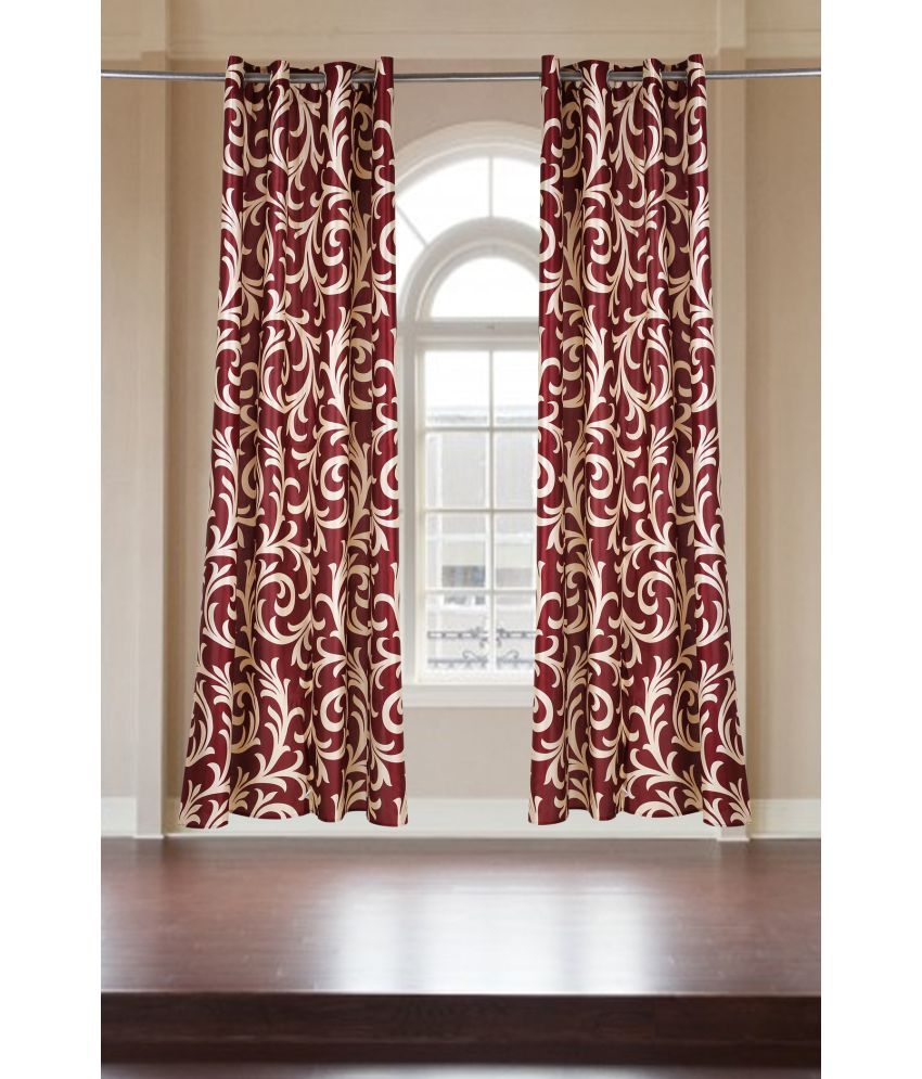     			Idoleshop Set of 2 Door Eyelet Curtains Floral Multi Color