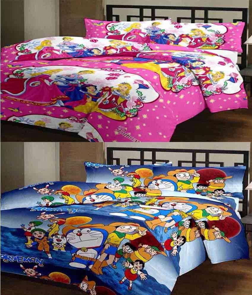     			EasyHome Pink Single bed Poly + Cotton Bedsheet ( 2 pcs ) Kids Bedsheet