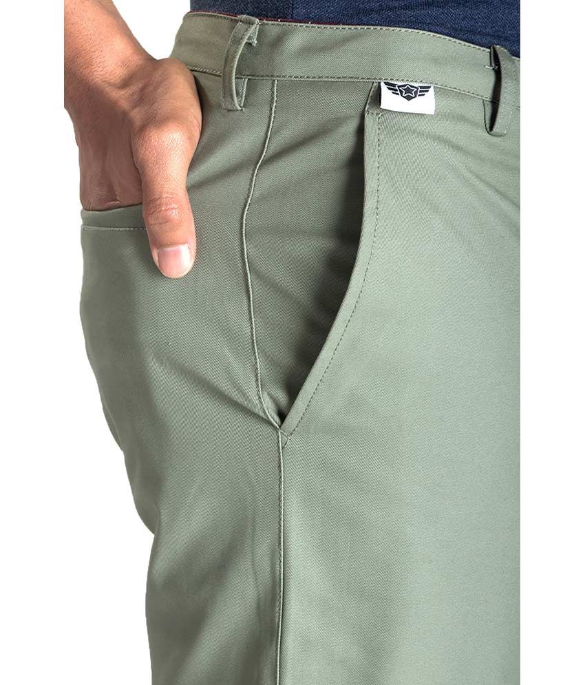 Kapda Lifestyles Green Regular Flat Trousers - Buy Kapda Lifestyles Green Regular Flat Trousers 