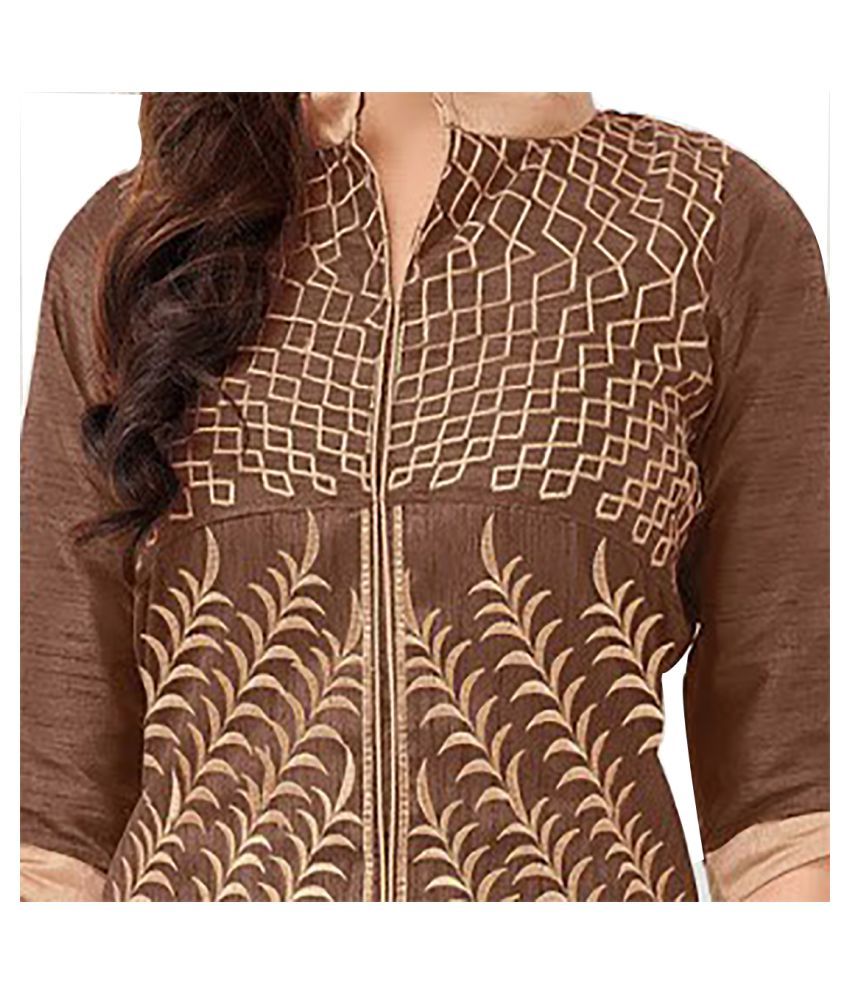 Rudra Fashion Brown Bangalore Silk Dress Material Buy Rudra Fashion Brown Bangalore Silk Dress